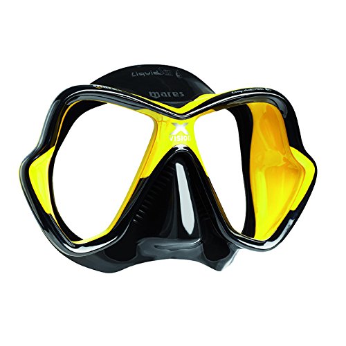 Mares X-Vision Ultra LS - Gafas de Buceo Unisex, Color Negro/Amarillo, Talla Bx Regular