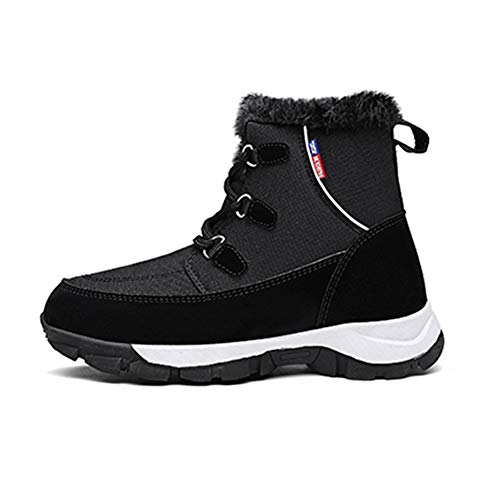 MNSSRN-MM Caliente grueso botas de nieve, Nuevo alto-top impermeable botas cortas en invierno, zapatos de algodón, botas de esquiar, zapatos de las señoras al aire libre de la nieve,Negro,40