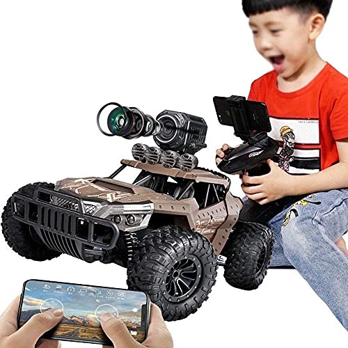 Moerc Monster Truck Kids Multi-Terreno RC Offroad Stunt Coche con 720p HD FPV Cámara con control remoto Juguetes de coche 4WD Crawler Buggy Vehículo eléctrico Regalos de cumpleaños para niñas de 3 a 1