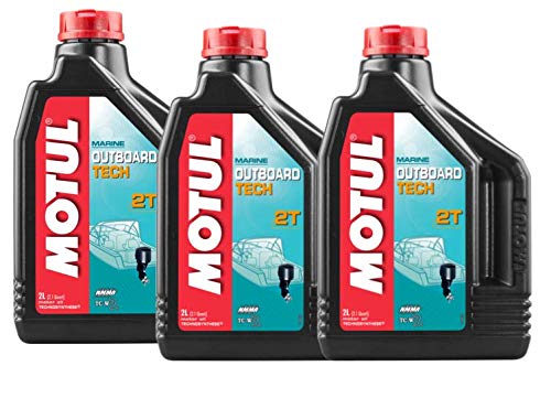 MOTUL Lubricantes para Motor 2 Tiempos Fuera Borda Technosynthese Outboard Tech 2T, Pack 6 litros