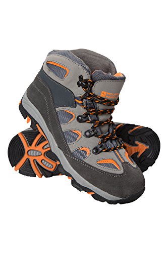 Mountain Warehouse Botas de Senderismo para niños Oscar. Duraderas, Transpirables, de Gamuza sintética y Malla en la Parte Superior. para Acampar y Hacer Trekking Carbón 37