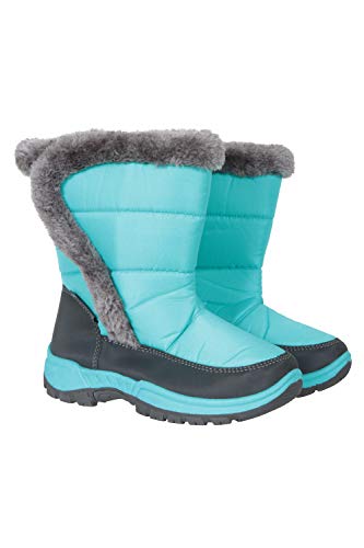 Mountain Warehouse Botas para la Nieve con Adornos de Piel para niños Caribou - a Prueba de Nieve, Forro Polar - para Mantener los pies de Sus niños Calientes en Invierno Verde Agua 32