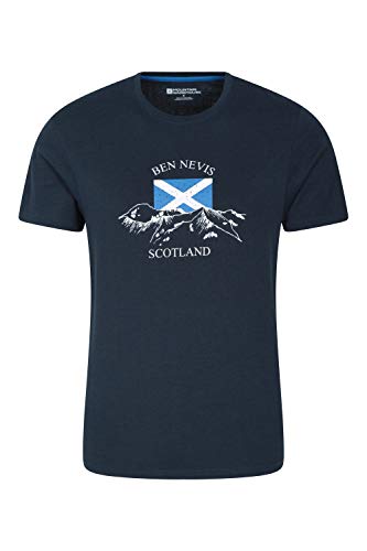 Mountain Warehouse Scotland T-Shirt para Hombre - Camiseta Ligera, Top Transpirable, Parte de Arriba con Estampado de Calidad, Ajuste Ideal para Viajes Azul Marino M