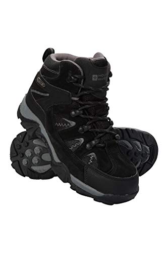 Mountain Warehouse Trail Kids Botas Impermeables - Zapatos Infantiles con Malla sintética en la Parte Superior, Plantilla EVA, Alta tracción - para Senderismo y Caminar Negro 35