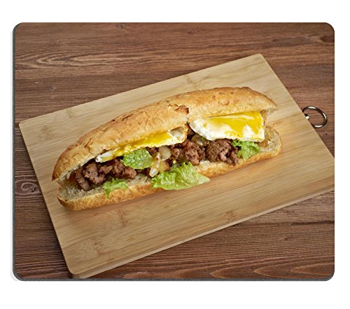 MSD caucho Natural alfombrilla para ratón imagen ID: 35005623 cheesesteak Sandwich combinar bovino frizzled cebollas y queso en un pequeño molde de pan