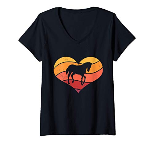 Mujer Caballo regalo para jinetes caballo niña caballo amor Camiseta Cuello V