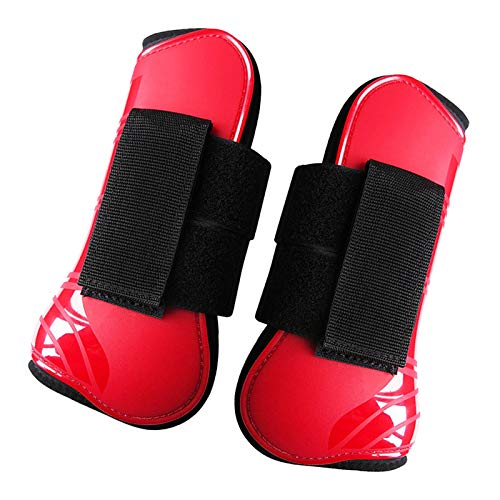 N/A/a Botas Delanteras Abiertas de Caballo Pony, Transpirables y absorbentes de Impactos, tendón y Botas Fetlock para Entrenar, Saltar, Montar a Caballo, Rojo M