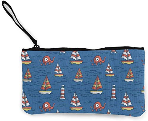 naotaori Patrón de Barcos de Vela Monedero de Lona Unisex Bolsa de Cambio Mini Billetera Organizador de Tarjetas de Titular de Llave con Cremallera para Mujeres y Hombres Mochilas Casuales