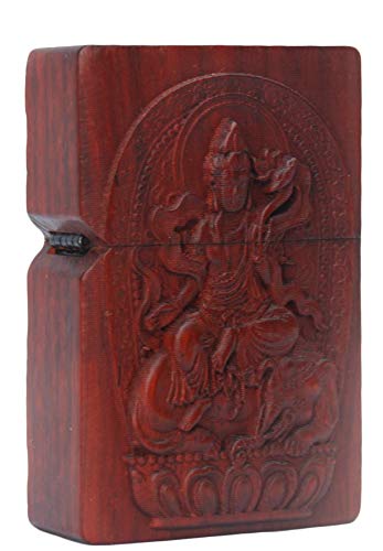 Natural Huanghuali Palisandro Tallado Encendedor Caja para Módulo Zippo Insertar Kit (Boddhisattva Samantabhadra)