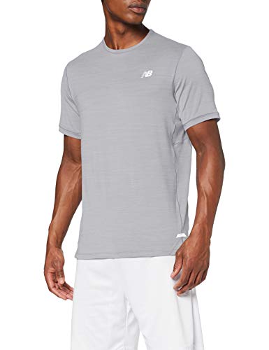 New Balance Camiseta sin Temporada SS para Hombre, Hombre, Camiseta, MT91231, Gris atlético, M