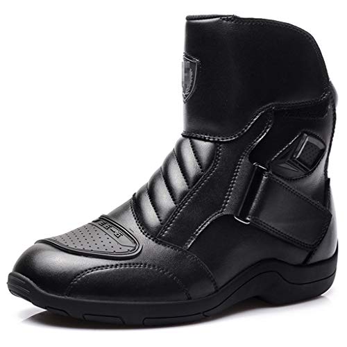 NHX Botas de Moto Impermeable Racing Blindado Scooter Protector Botas de Carretera Botas cómodas de Tobillo Corto Botas de Montar Antideslizantes,Black-43