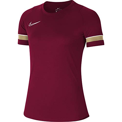 NIKE Camiseta de Entrenamiento para Mujer Academy 21, Mujer, Camiseta, CV2627-677, Rojo/Blanco/Dorado/Blanco, Medium