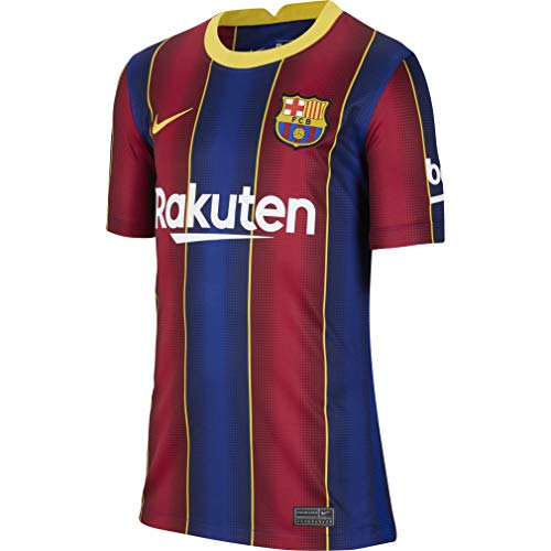 NIKE FC Barcelona Temporada 2020/21-FCB Y NK BRT STAD JSY SS HMCD4500-456 Camiseta Primera Equipación, Niño, Deep Royal Blue/Varsity Maize Full Sponsor, M