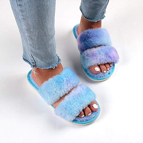 N/W Thermal Slippers,Winter Furry Open-Toe Slippers, Ladies Plus Size Cotton Slippers-B2_250 (36-37)