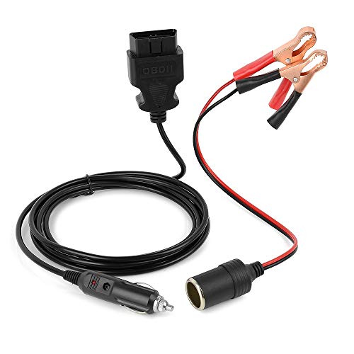 OBD II Vehículo ECU Fuente de alimentación de emergencia Cable Ahorro de memoria (3 metros) con encendedor de cocodrilo encendedor Toma de corriente