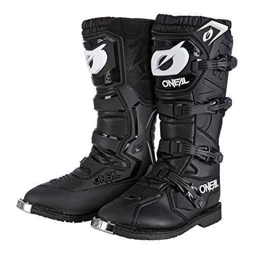 O'NEAL | Botas de Motocross | MX Enduro | Protección de la suela de metal, comodidad gracias a la tela de malla de aire, hebillas fácilmente ajustables | Bota de piloto | Adultos | Negro | Talla 47