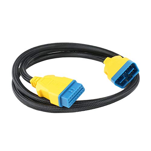 OURANTOOLS AUTOOL OBD-2 Cable Extensión Adaptador – OBD-II 16 Pines 1.5m Macho a Hembra Extensor de Diagnóstico Conector con Material de Nailon para Coche Lector de Códigos/Herramienta de Escáner