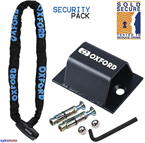 Oxford Kit GP 150 CM ANTIRROBO Seguridad Bloqueo DE Cadena Moto Scooter con Anclaje DE Tierra/Pared