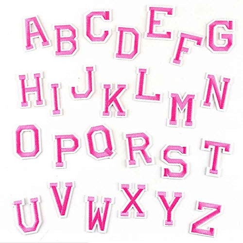 Parches De Apliques 26 Unids / Lote Rosa Bordado Letras Del Alfabeto Parche De Ropa-T (Rosa