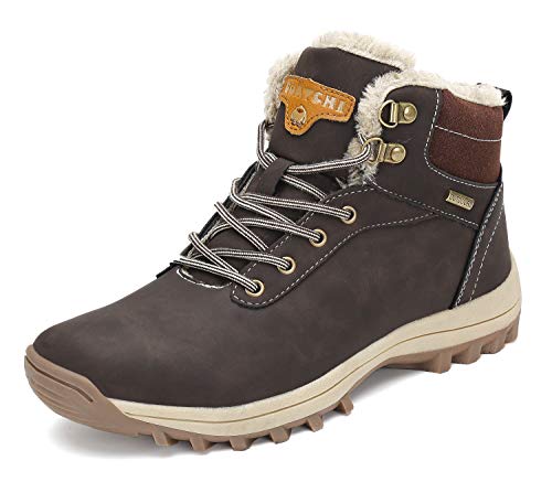 Pastaza Hombre Mujer Botas de Nieve Senderismo Impermeables Deportes Trekking Zapatos Invierno Forro Piel Sneakers Marrón,36EU