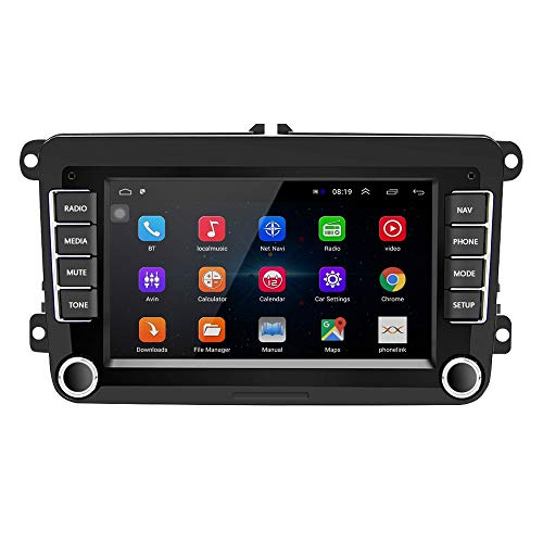 Podofo Radio 2 DIN Android para VW Passat Seat Golf Skoda TOURAN 7 Pulgadas HD Pantalla táctil Navegador GPS Unidad Principal con WiFi Mirror Link Radio FM/Am Cámara de Respaldo