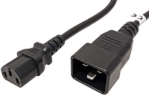 Premium Cord Cable Adaptador de Red IEC 320, Hembra a Macho, IEC 320 C13 a C20, Cable de alimentación para 230 V, 10 A, Color Negro