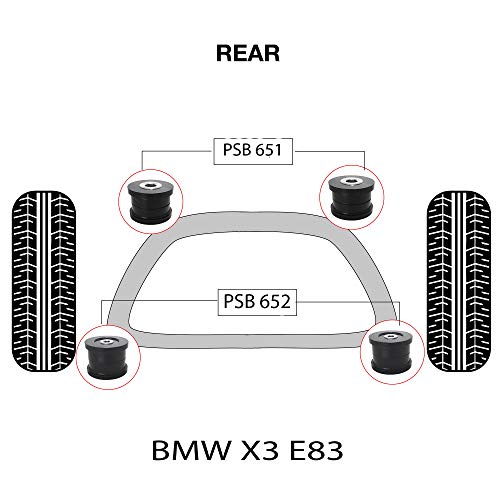 PSB Bush X3 E83 (2004-2010) Kit completo de buje de submarco trasero - PSB651/PSB652