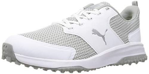 PUMA 194542, Zapatos de Golf Hombre, Blanco Plata Quarry, 42 EU