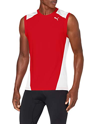 PUMA Cross The Line Sleevelesstop Camiseta, Hombre, Puma Red-Puma White, L