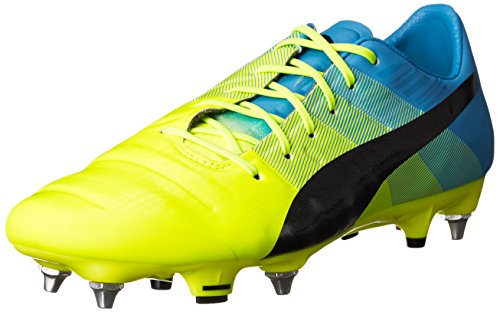 Puma Evopower 1.3 Mixed SG, Botas de fútbol Hombre, Amarillo Safety Yellow Black Atomic Blue 01, 41 EU