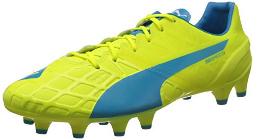 Puma Evospeed 1.4 FG, Botas de fútbol Hombre, Amarillo Safety Yellow Atomic Blue White 04, 47 EU