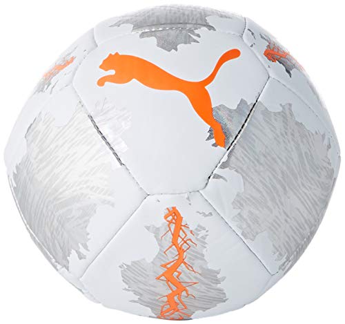 PUMA SPIN miniball Balón de Fútbol, Unisex-Adult, White-Shocking Orange-Vaporous Gray, Mini
