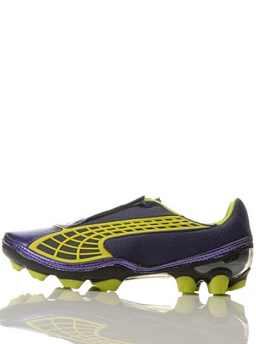 Puma - V1.10 FG - Botas de fútbol con tacos para terreno firme - Morado/verde brillante/negro - Eur 45