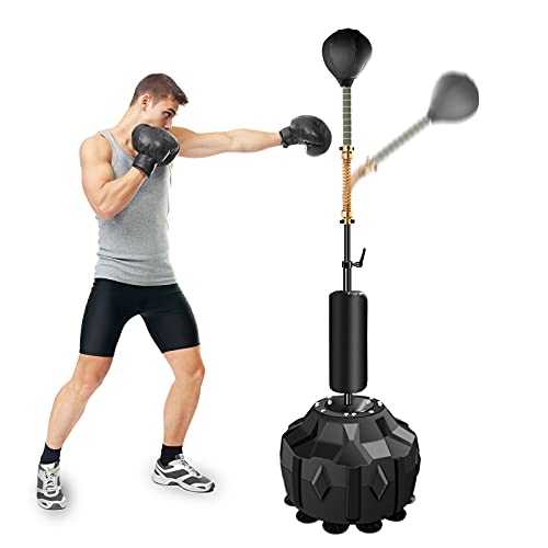 Qdreclod Saco de Boxeo de pie, 185cm Punching Ball Kit de Saco de Boxeo niños Peras de Boxeo con Base Estable y Bomba, Soporte Ajustable de 135-155cm (Negro)