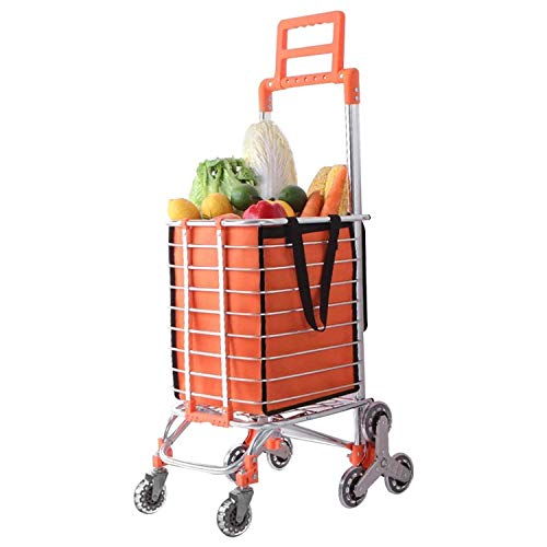 QJJML Carrito De Compras De Gran Capacidad,Carrito para Subir Escaleras para El Hogar,Carrito Plegable Portátil,Puede Soportar 80 Kg,con Marco De Aluminio Y Bolsa Oxford Impermeable