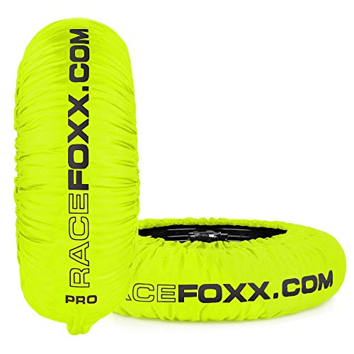 RACEFOXX PRO 80/100° C - Calentador de neumáticos (temperatura de calentamiento Superbike, 120/17 delante y 180 hasta 200/17 detrás, amarillo neón)