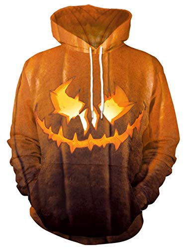 RITIOA - Sudadera con capucha con estampado en 3D, para Halloween, fiestas T1 Scary Pumpkin Head S