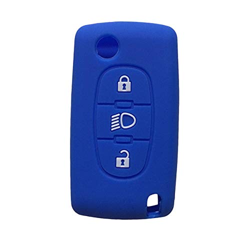 RWJFH Funda de Silicona para Llaves Funda Llave For Citroen C4 C1 C3 C6 C8 Car Key Cover For Citroen Berlingo C5 X7 C4 Cactus Picasso Grand Key Cover Funda Llave,Blue