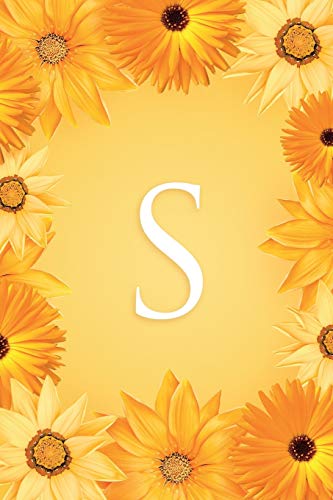 S: Modern, stylish and simple floral capital letter monogram ruled notebook, decorative border, pretty, cute and suitable for all: men, women, girls & ... / lined pages 6 x 9 gloss finish handy size.