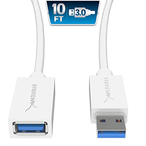 Sabrent Cable de extensión 22AWG USB 3.0 - A-Macho a A-Hembra [Blanco] 10 pies (CB-301W)