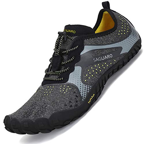 SAGUARO Minimalistas Zapatillas de Barefoot Trail Running para Mujer Antideslizante Five Fingers Calzado Minimalista Negro 37 EU