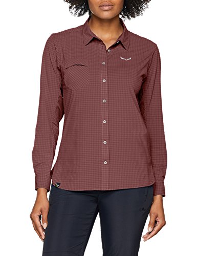 SALEWA puez minich Esquina Dry W L/S SRT Camisas, Mujer, PUEZ Minicheck Dry W L/S SRT, Rose Brown