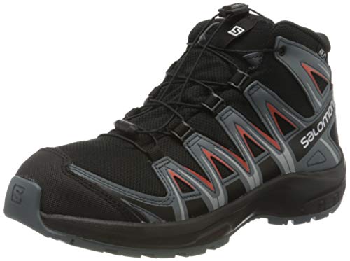 Salomon XA Pro 3D Mid CSWP J, Zapatillas de Senderismo Unisex Adulto, Negro/Naranja (Black/Stormy Weather/Cherry Tomato), 38 EU