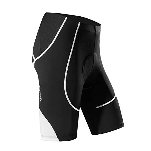 Santic Pantalon Ciclismo Hombre Corto Pantalones Bicicleta Hombre Montaña/MTB Acolchado con Badana/Almohadilla Blanco EU XS