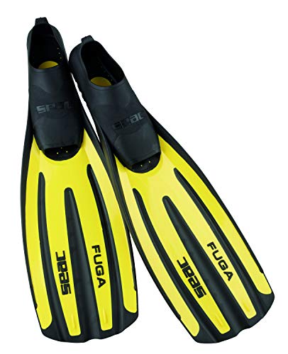 SEAC Fuga Aletas de Buceo y Snorkel Zapatilla Cerrada, Fabricado en Italia, Amarillo, 36/37, Unisex Adulto