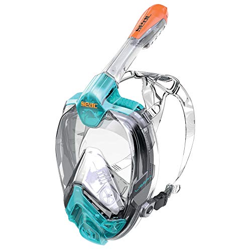 SEAC Libera Máscara intégral de Snorkeling, Adultos Unisex, Aguamarina/Anaranjado, S-M