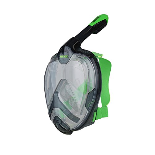 SEAC Unica Máscara de Snorkeling con Visión Panorámica de 180°, Unisex Adulto, Negro/Verde, L/XL