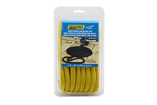 SEACHOICE Línea de muelle de nailon doble trenzado, amarillo, 3/8 pulgadas x 20 pies