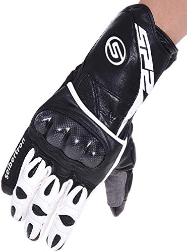 Seibertron Cuero SP2 SP-2 Hombres On-Road Guantes de Moto de Cuero Genuino Motocross Motobike Carreras de Motos Guantes Deportivos Blanco XL