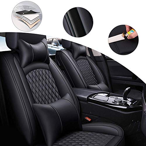 shanhua Asientos de Auto de para automóvil Cubiertas Juego Completo de 285 Asientos Universal para Cadillac STS con reposacabezas y cojín Lumbar Negro